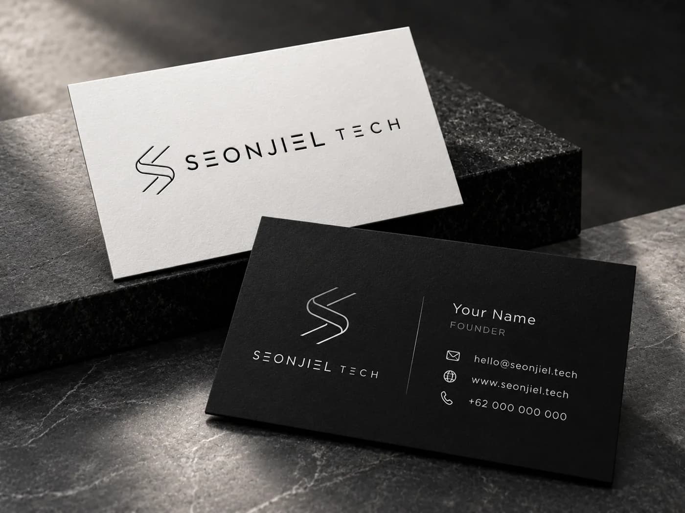 Identitas dan stationery SeonjielTech dari aset repository